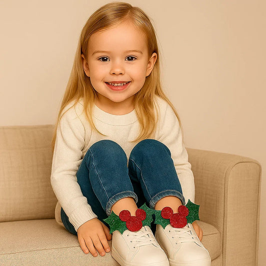 🎄 Festive Glitter Holly Shoe Clip