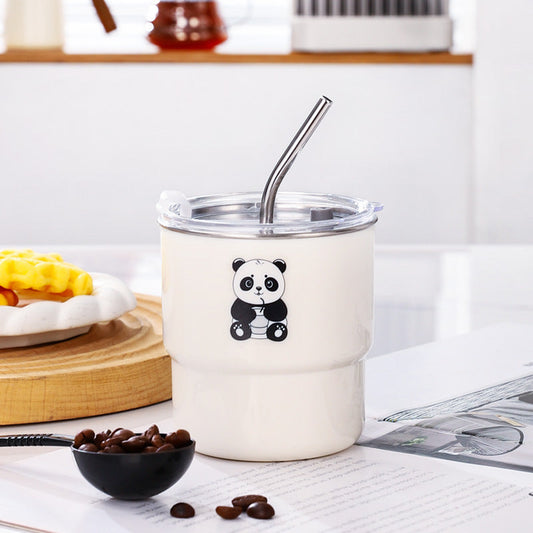 Straw-type panda-themed insulated cup