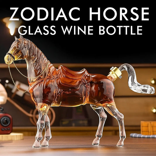 🐴 Zodiac Horse Glass Wine Bottle