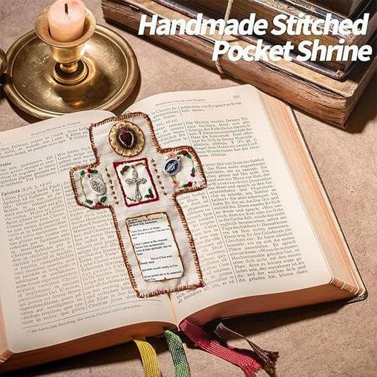Handmade Pocket Shrine with Silver Cross Inside