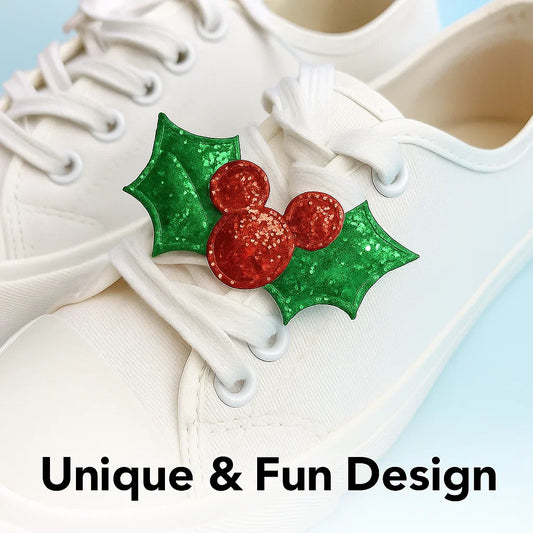 🎄 Festive Glitter Holly Shoe Clip