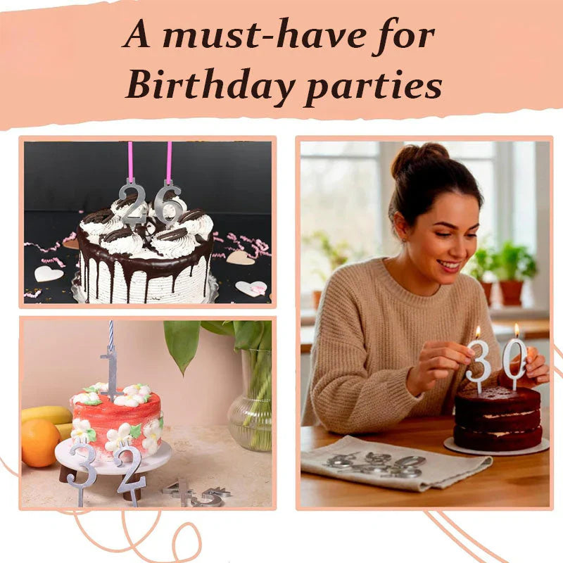 Digital Birthday Cake Candle Holder Set