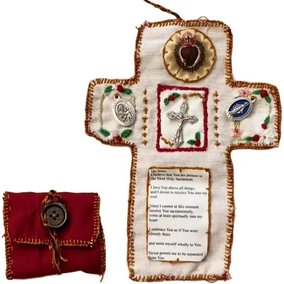 Handmade Pocket Shrine with Silver Cross Inside