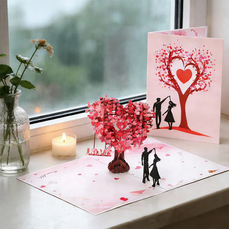 Romantic "Dancing Under the Heart Tree" 3D Greeting Card