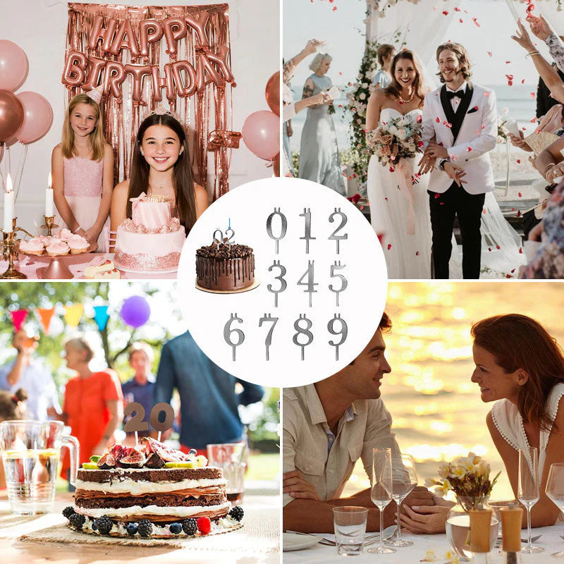 Digital Birthday Cake Candle Holder Set