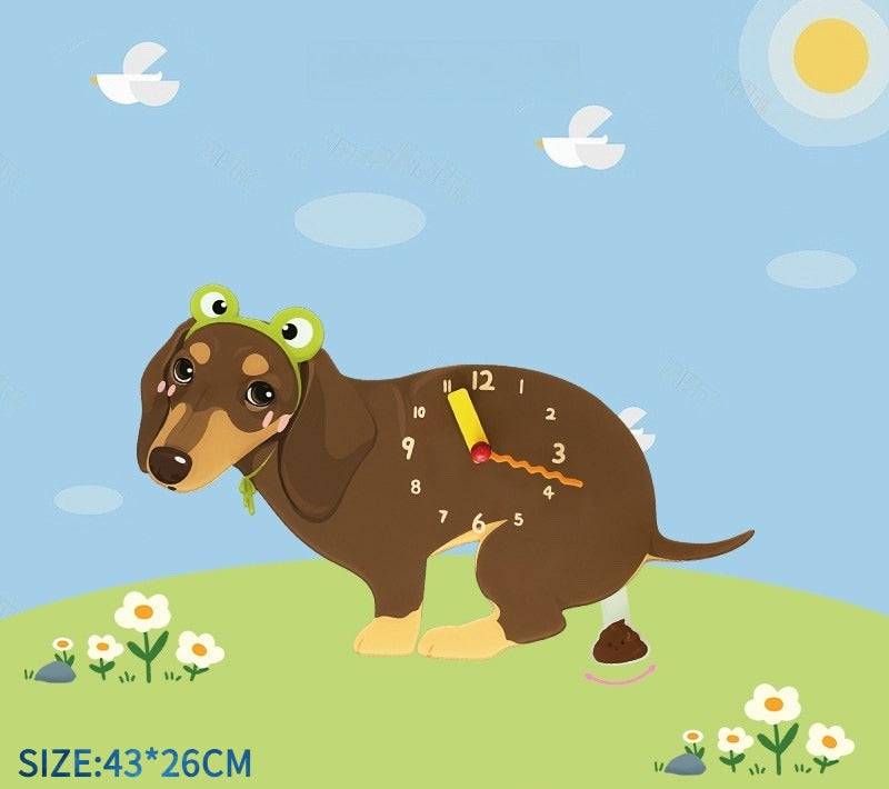 Small Dog Silent Wall Clock