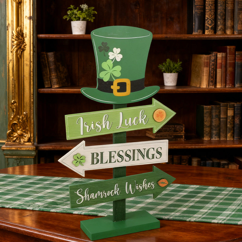 Irish Theme Green Lucky Clover Table Decoration