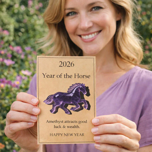 2026 Year of the Horse Gemstone Blessing Card